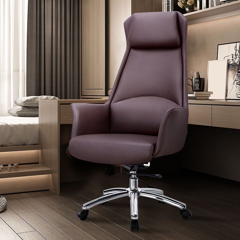 Modern Black Leather Desk Chair with Hight Back Home Office Chair