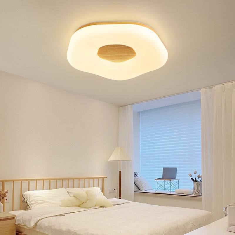 Modern Wooden Flush Mount Lamp Acrylic Shade Flush Mount for Bedroom