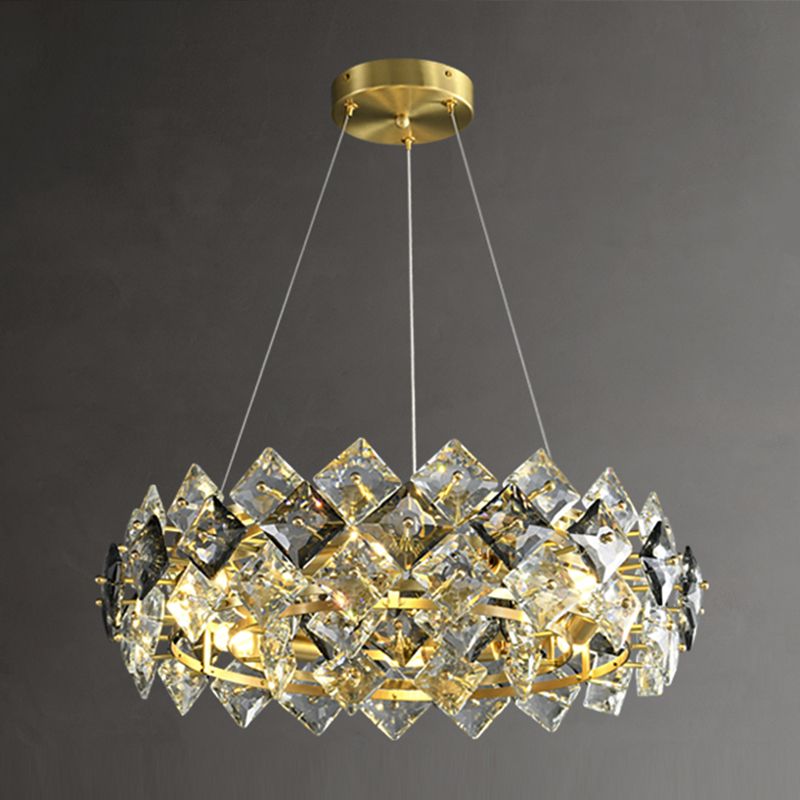 Geometry Shape Pendant Chandeliers Contemporary Style Crystal Chandelier Lights in Gold