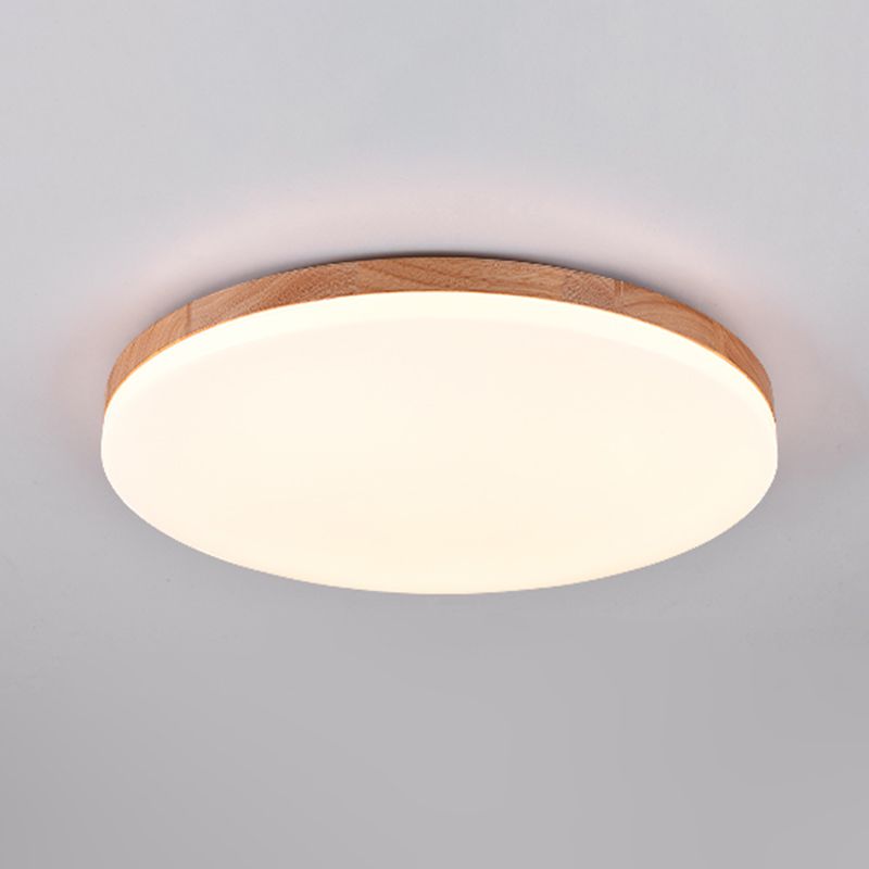 Wood Modern Flush Mount Geometric Shape Ceiling Light with Acrylic Shade for Living Room