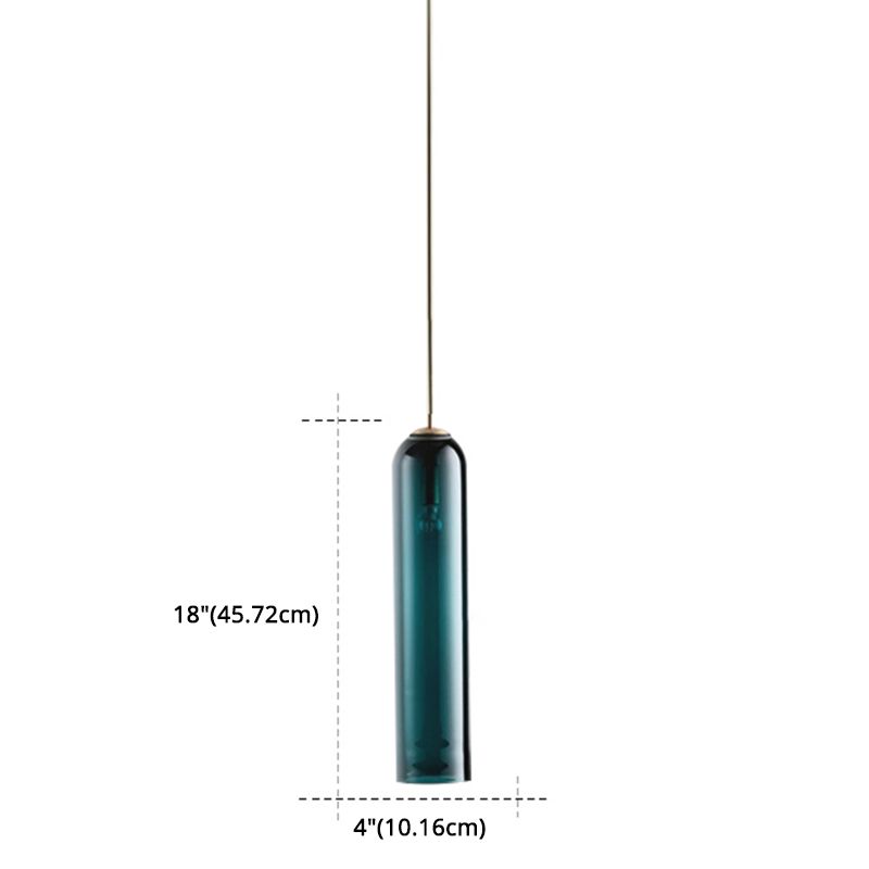 17.7" Height Minimalist Hanging Light Tube-shaped Glass 1 Light Bedside Mini Pendant Light with 47" Adjustable Cord