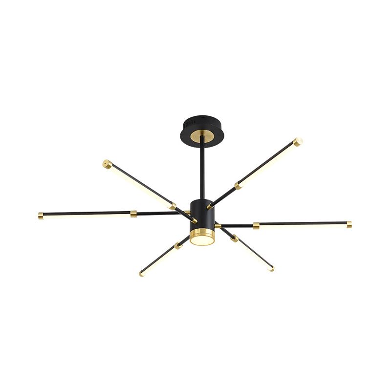 Sputnik Hanging Chandelier Modern Metal 6/8 Lights Black Suspension Light, Warm/White Light