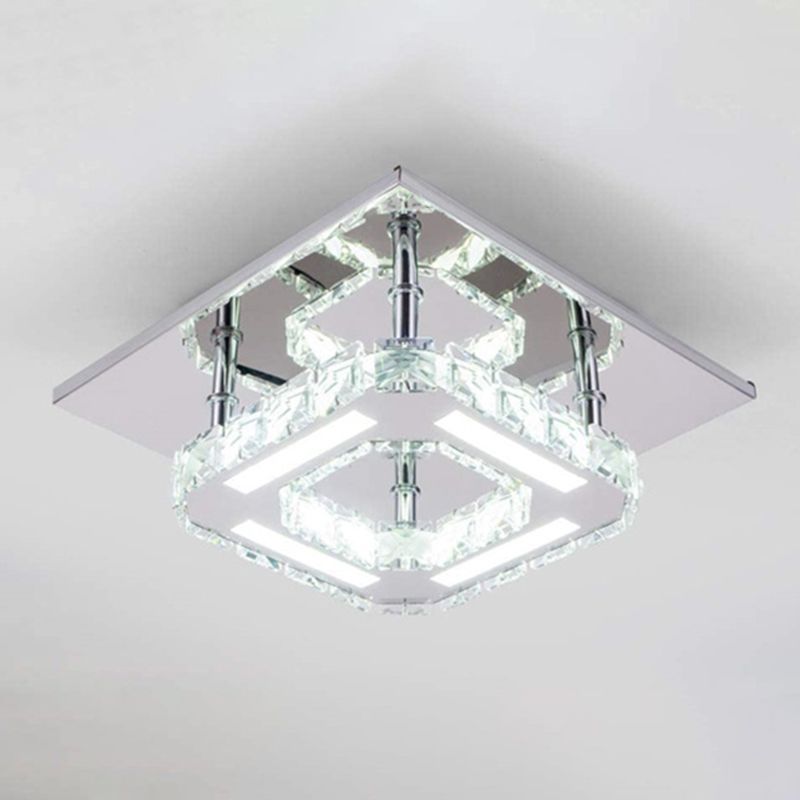 Crystal Square Flush Mount Lights Contemporary Style 1 Light Flush Ceiling Lights