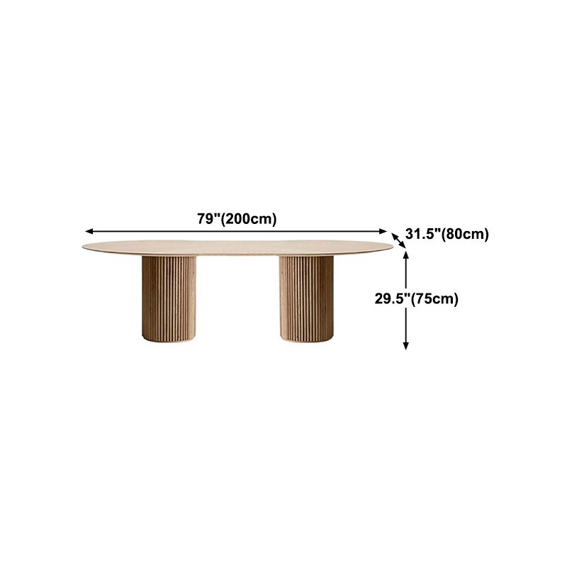 Oval Dining Table Solid Wood Contemporary Dinner Table for Kitchen