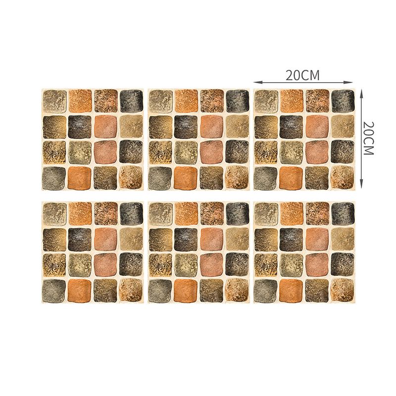 Orange-Grey Modern Wallpaper Panel 5.2-sq ft Faux Mosaics Tile Stick Wall Covering for Home