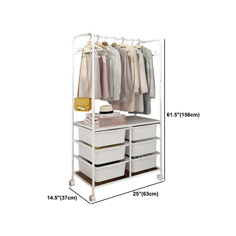 Contemporary Shelves Detail Coat Hooks Metal Coat Rack with Storage