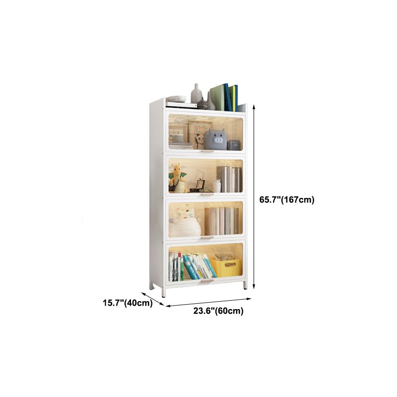 Glam Engineered Wood Bookcase White Standard Shelf with Door