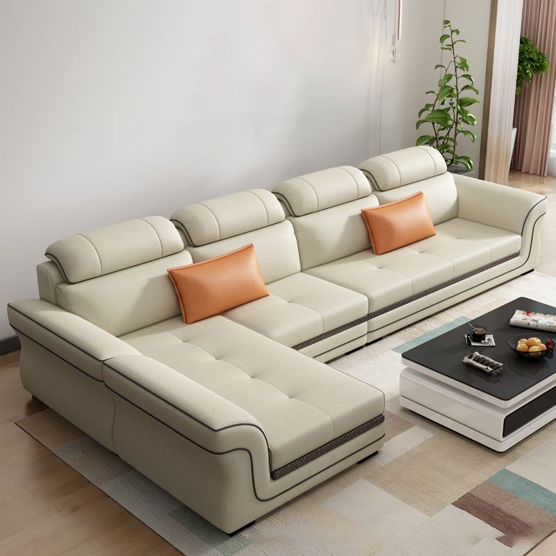 Flared Arms 4-Seater Sectional with Pillow Back Cushions for Apartment