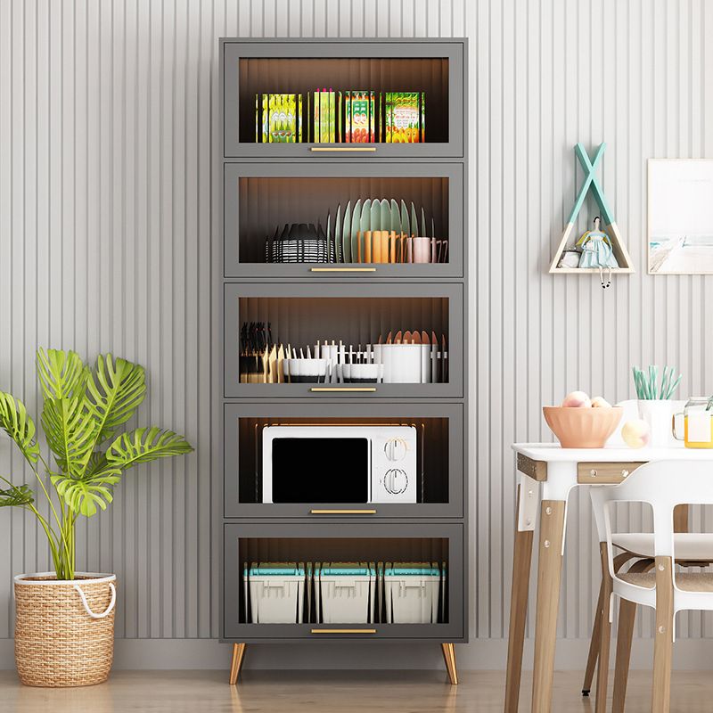 Modern 1-door Sideboard in White and Black Glass for Living Home