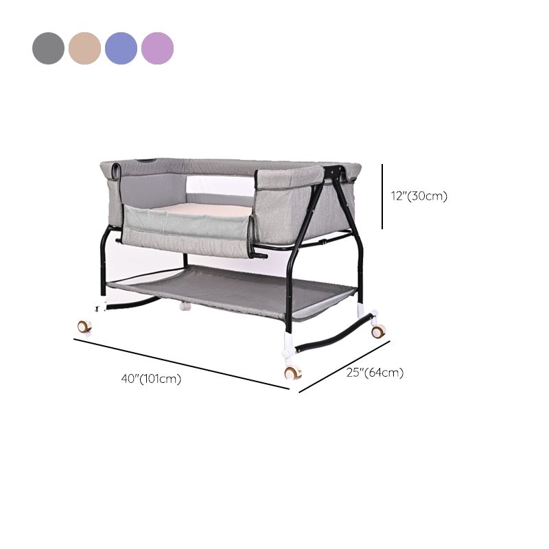 Metal Rectangle Bedside Crib Gliding Folding Crib Cradle for Toddler