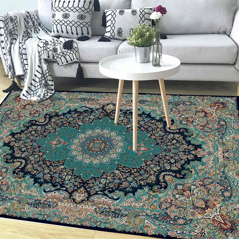 Boho Parlor Rug Multi-Color Geometric Printed Area Carpet Synthetics Non-Slip Pet Friendly Easy Care Indoor Rug