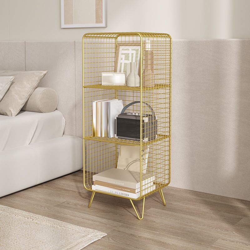 Contemporary Iron Nightstand Open Storage Night Table with Legs