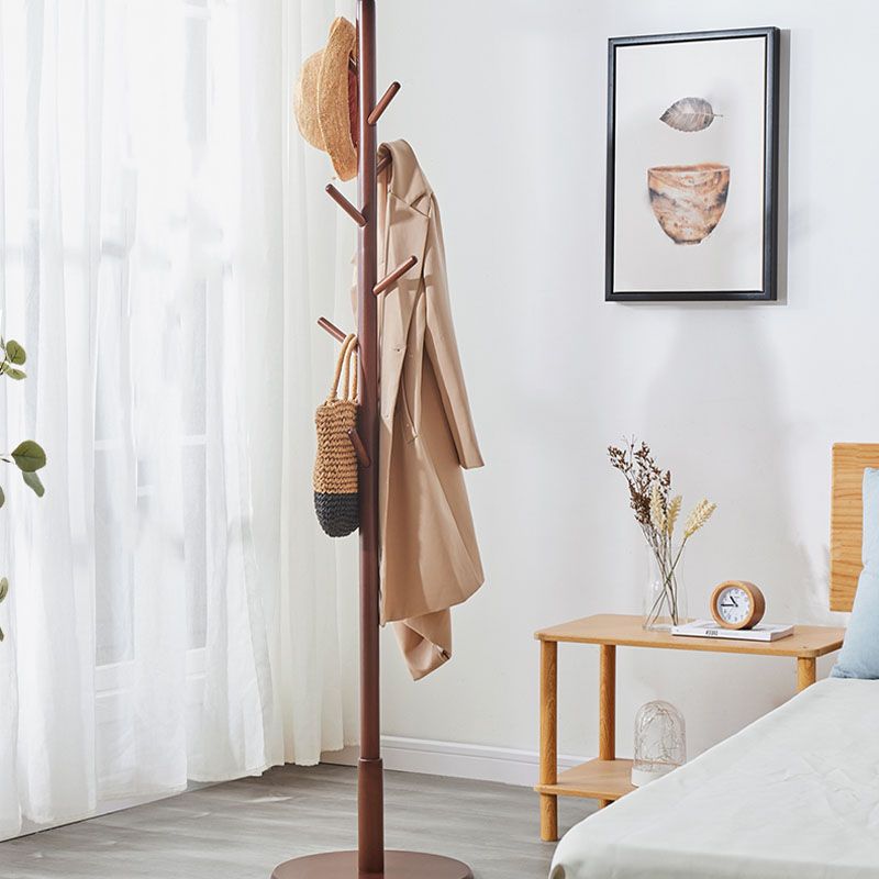 68" Scandinavian Hall Tree Free Standing Solid Wood Coat Rack