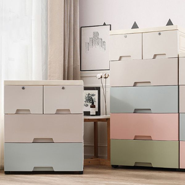 Scandinavian Dressers Plastic Kids Nightstand with 5/6 Drawers , 11.7 Inch W