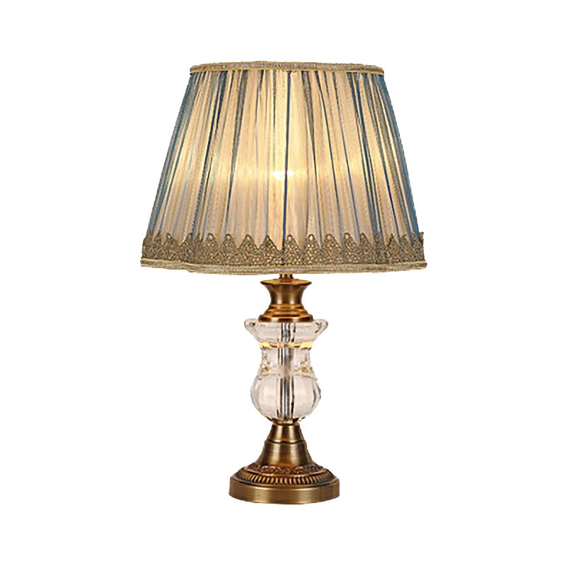 Flared Fabric Desk Lamp Modern 1 Head Gold Table Light with Sculpted Metallic Base