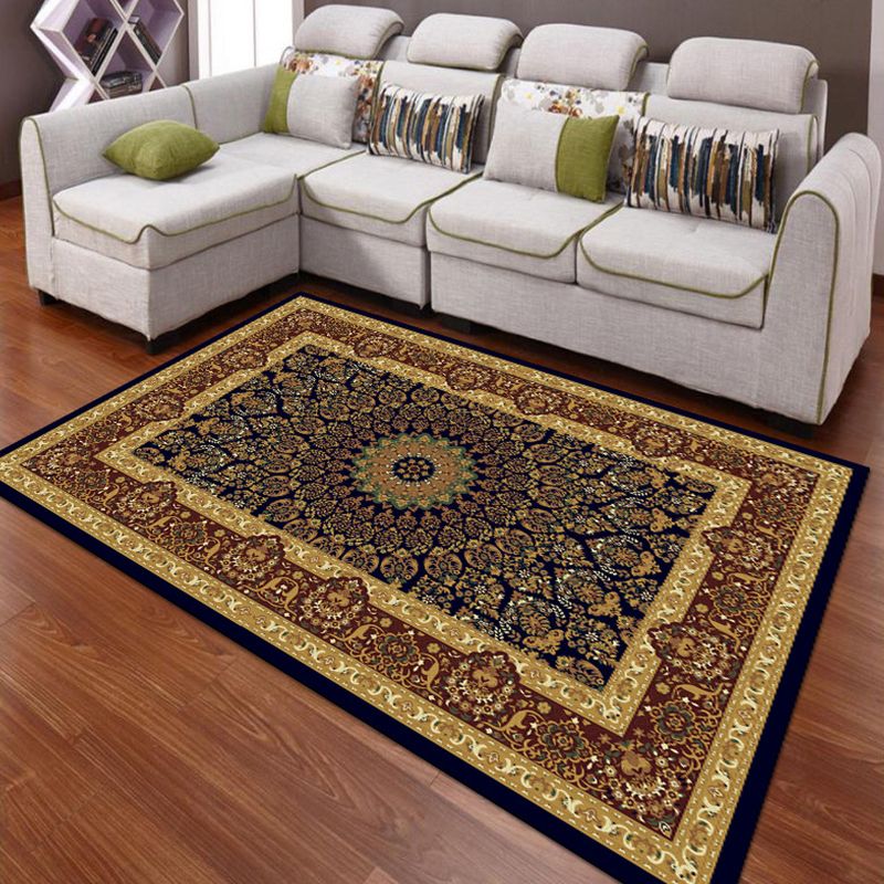 Multi Colored Persian Rug Synthetics Flower Printed Indoor Rug Anti-Slip Backing Pet Friendly Carpet for Decoration