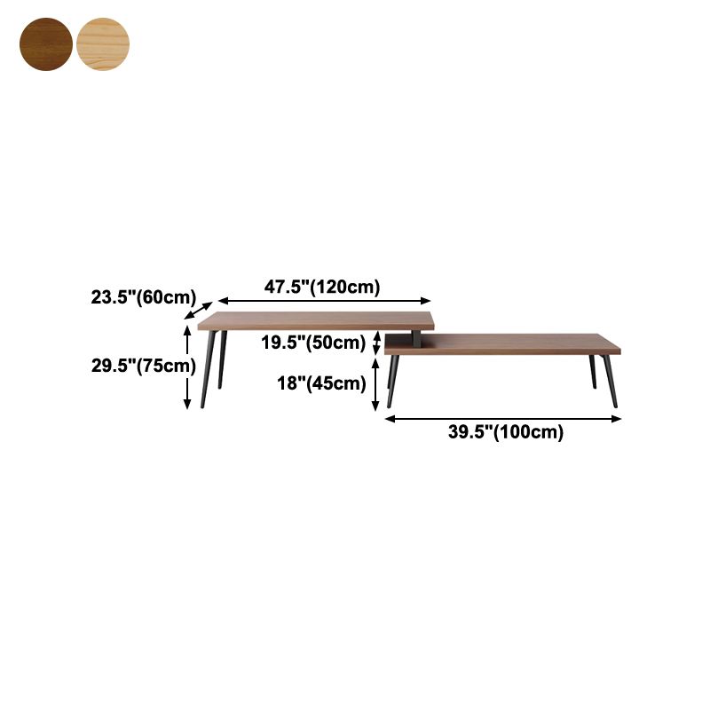 L-Shape Contemporary Writing Desk Pine Wood Desktop Parsons Base Desk