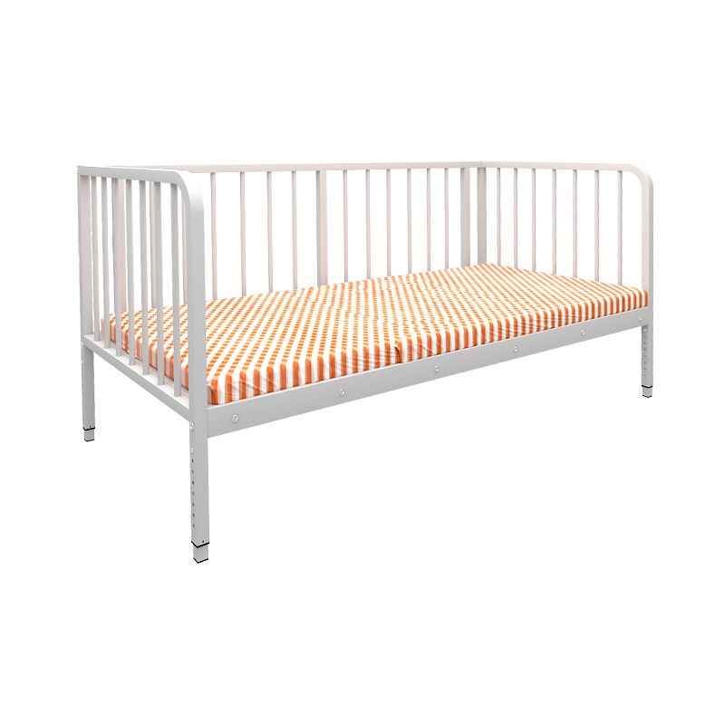 Contemporary Standard Bed White Metal Kids Bed with Guardrail