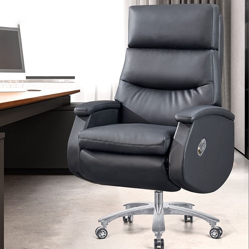 Modern Slide Office Chair Leather Adjustable Seat Height Desk Chair with Wheels