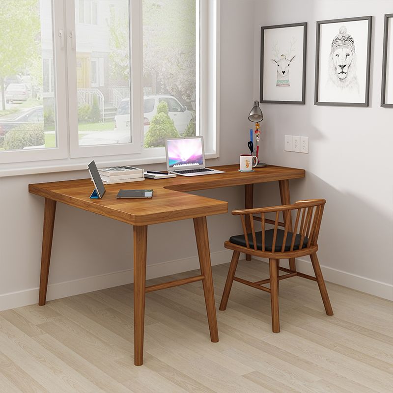 Industrial L-Shape Office Desk Solid Wood Writing Desk for Office