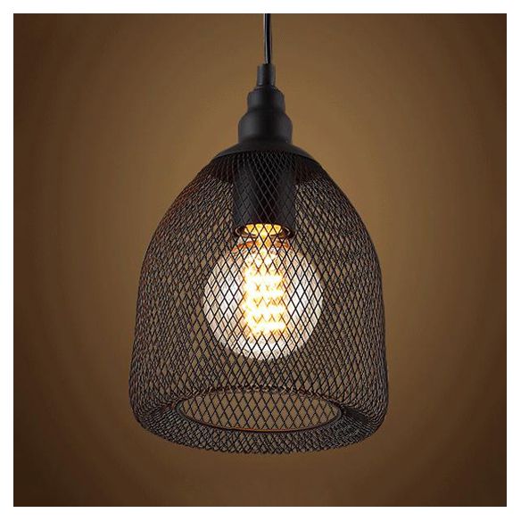 Bell Metal Light Industrial Industrial Un comedor Bulbo Luz de techo colgante en negro/blanco/cobre