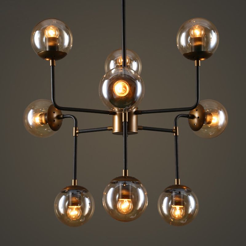 Industrial Round Glass Chandelier Pendant Light for Sitting Room Living Room