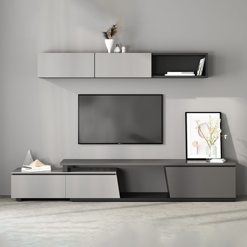 Gray TV Stand 71 / 92 - Inch Sliding Wood TV Console with Drawers