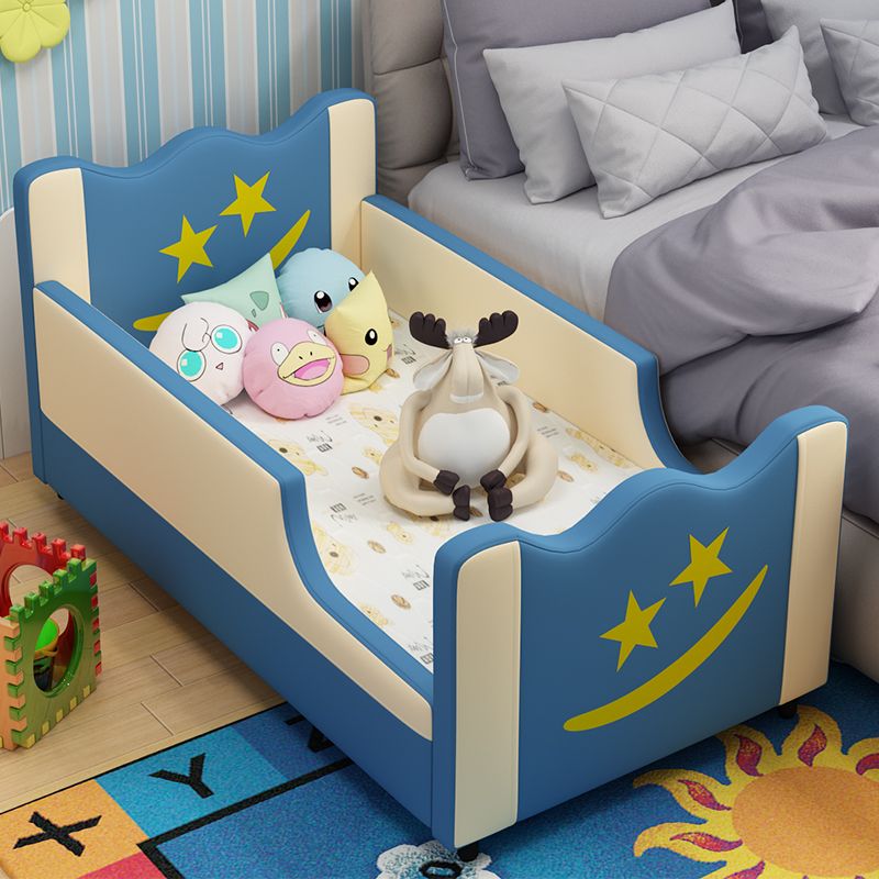 Contemporary Nursery Bed with Guardrail and Mattress in Pine Wood