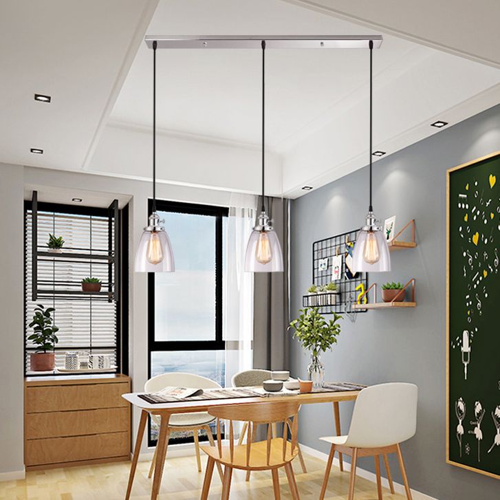 3 Lichter verjüngter Glas Anhänger Industrial Multiple Hanging Lights mit hängenden Kabel für Bar