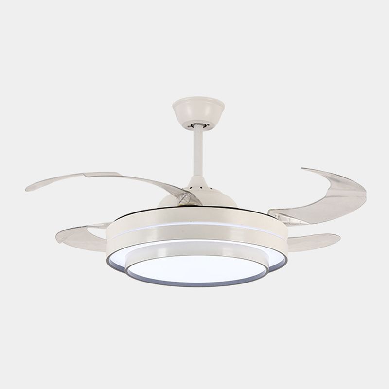 LED Contemporary Fan Lighting Fixture in Black / White Fan Ceiling with Retractable Blades