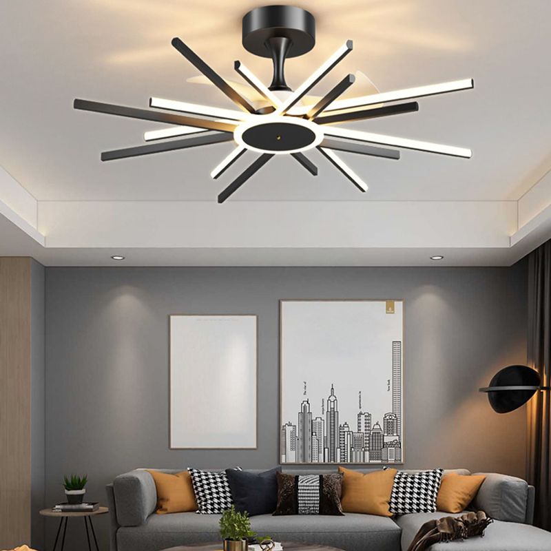 Sphere LED Modern Ceiling Fan Lighting in Black & Gold Contemporary Fan Ceiling