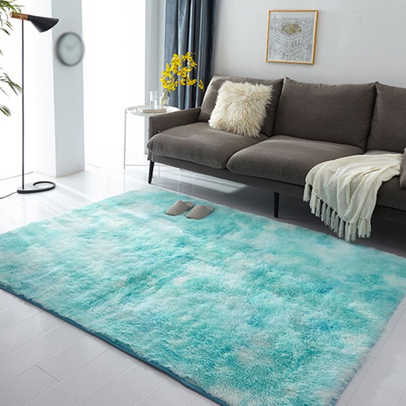 Contemporary Living Room Rug Plain Shag Area Carpet Polyester Stain Resistant Indoor Rug