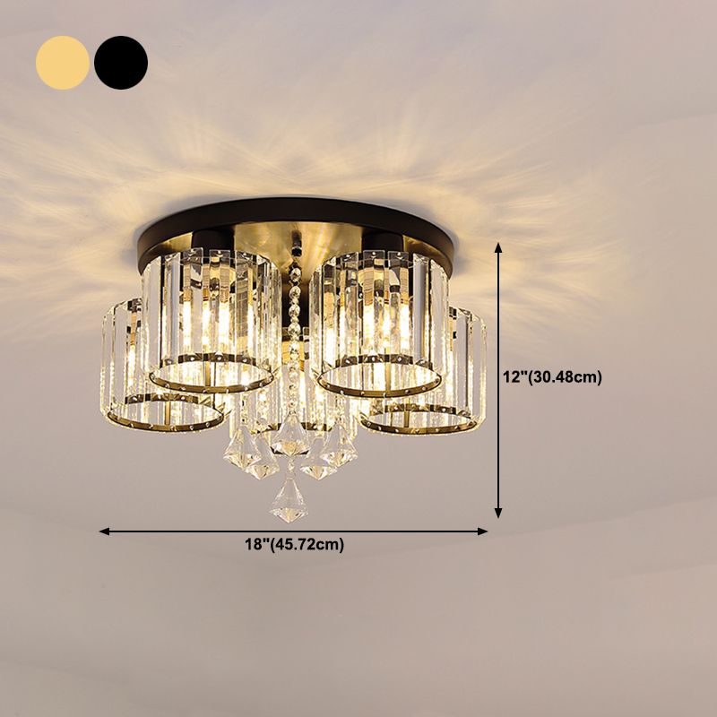 3/5/6/8-Light Golden Flush Mount Lighting Modernism Glass Shaded Ceiling Light