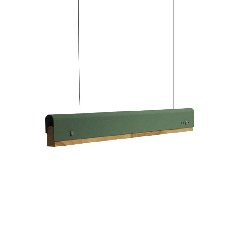 Rectangle Ceiling Pendant Light Modernism Wood and Metal 23.5"/35.5"/47" Wide 1 Light White/Pink/Yellow Hanging Lamp Kit