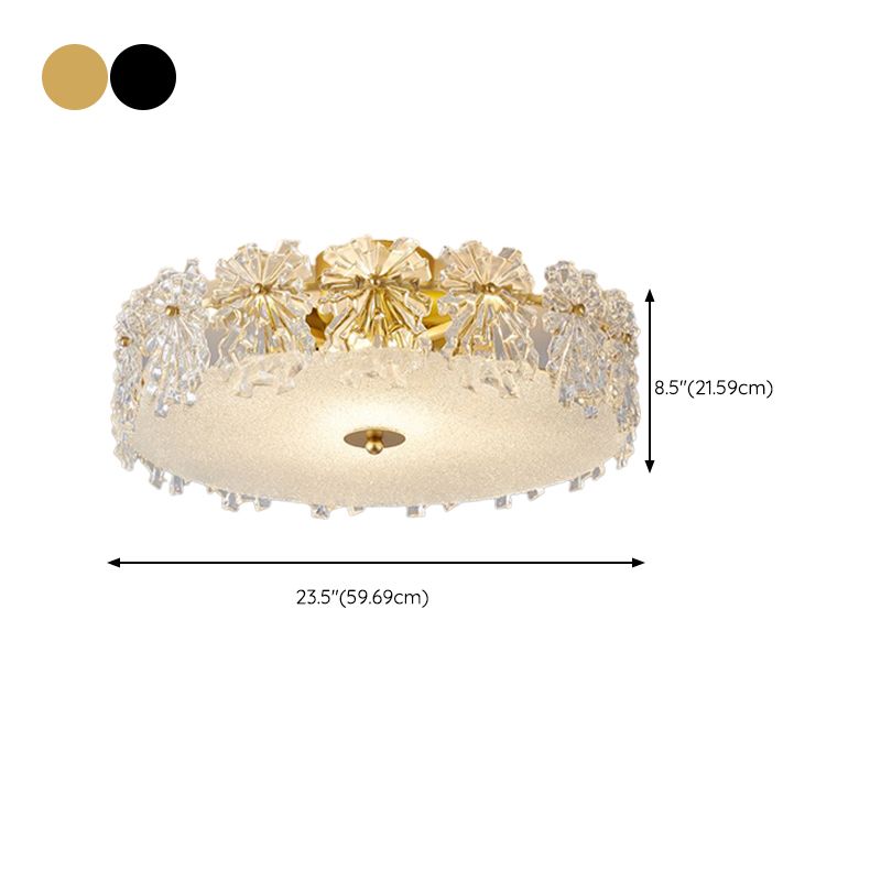 Round Shape Glass Flush Mount Light Modern Style Multi Lights Ceiling Mount Light