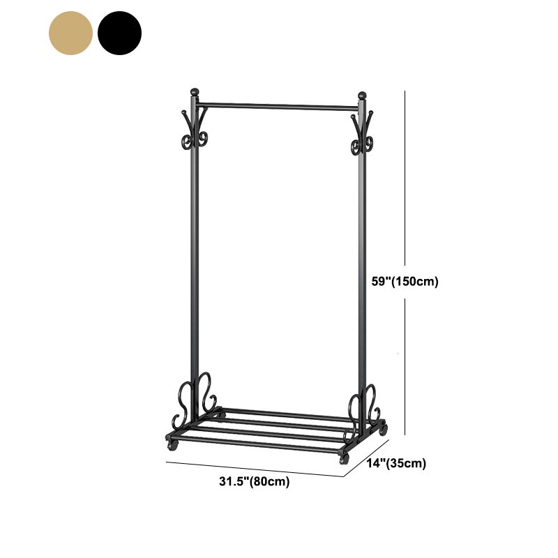 Modern Coat Hanger Metal Framed Hanging Rail Lower Shelf and Hooks Hall Stand