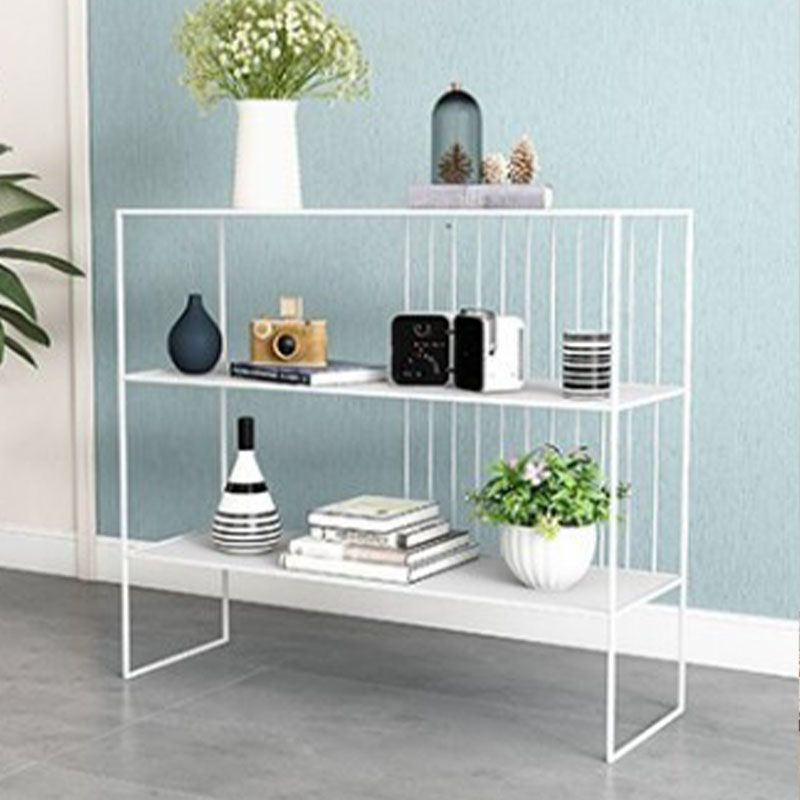 Modern Iron Open Storage Console Sofa Table Rectangle End Table with Shelves for Hall