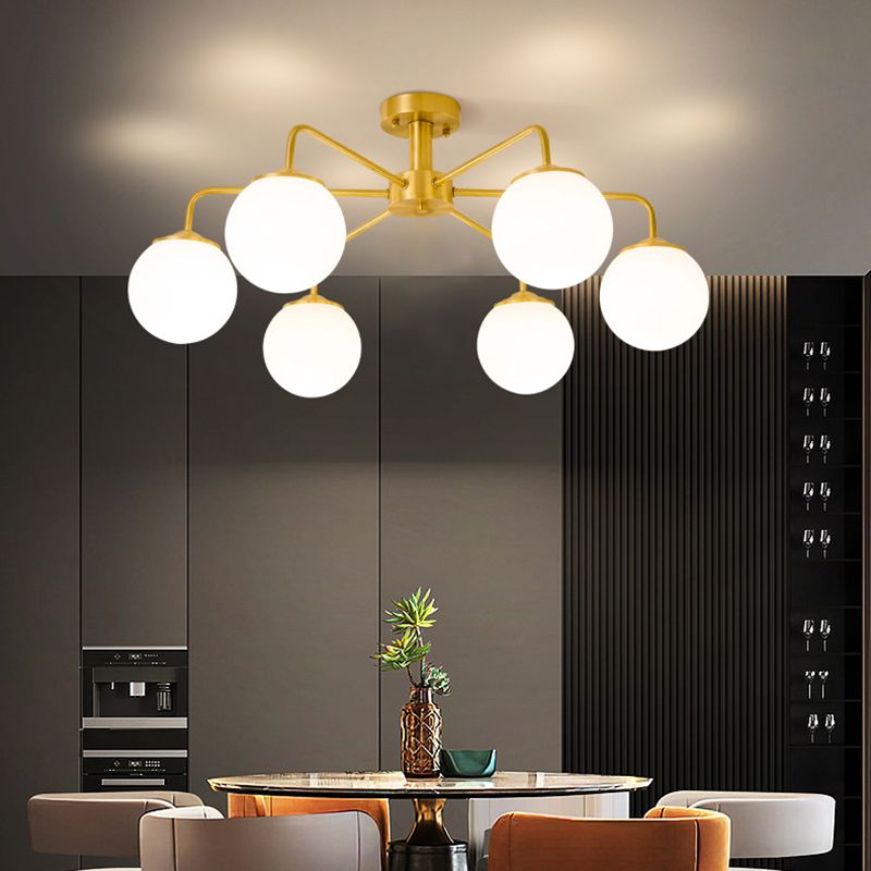 Modern Simple Copper Ceiling Light Ball Shape Shade Ceiling Lamp for Bedroom