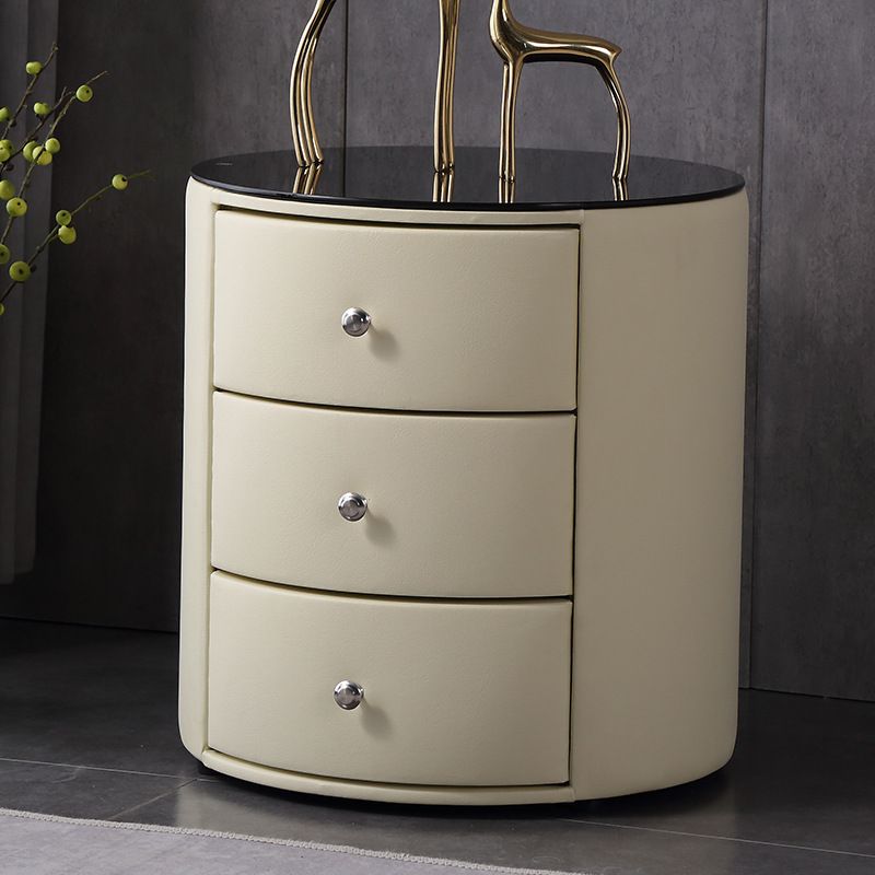 Modern Stone Accent Table Nightstand Drawer Storage Bedside Cabinet for Bedroom