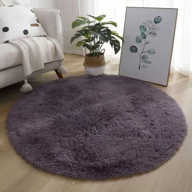 Natural Plain Round Area Rug Multi-Color Modern Shag Indoor Carpet Polyester Easy Care Stain Resistant Carpet for Living Room