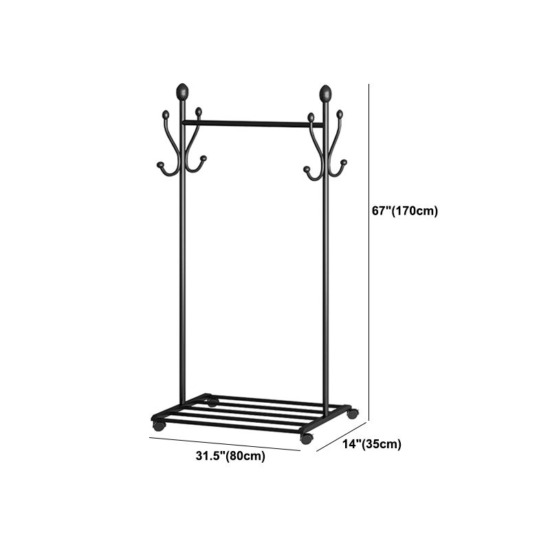 Modern Hall Stand with Hooks and Castors Storage Shelf Coat Hanger