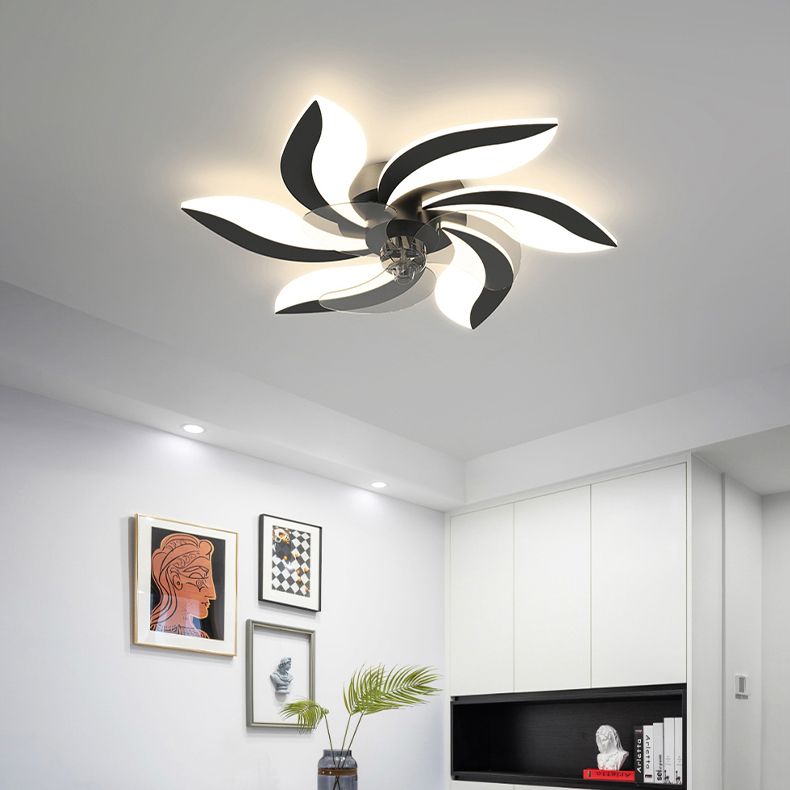 Modern LED Ceiling Fan Light Simple Ceiling Mount Lamp with Acrylic Shade for Bedroom