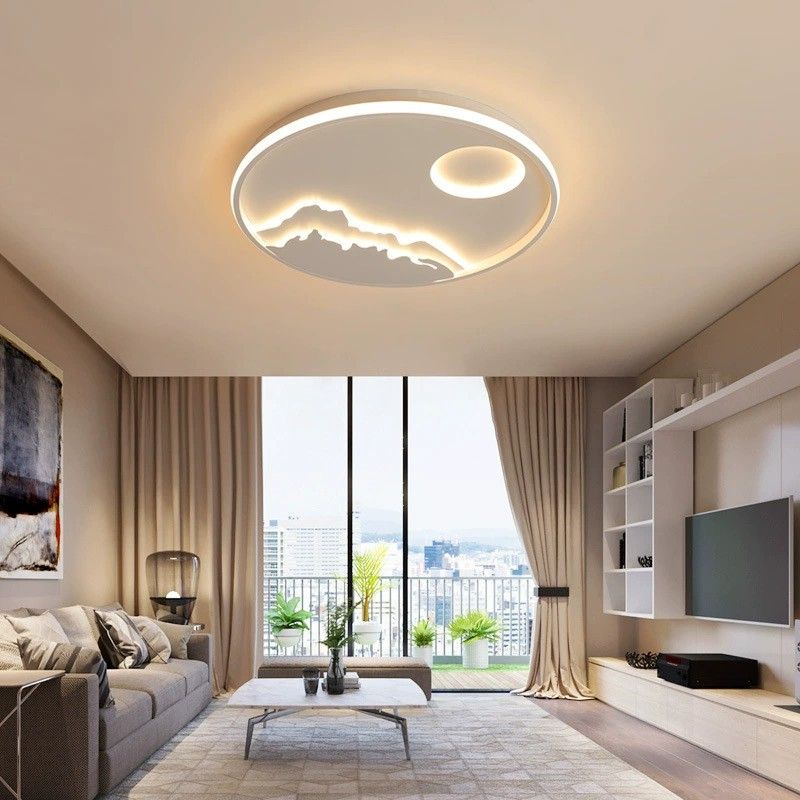 White Circular Flush Mount in Modern Creative Style Acrylic LED Ceiling Fixture