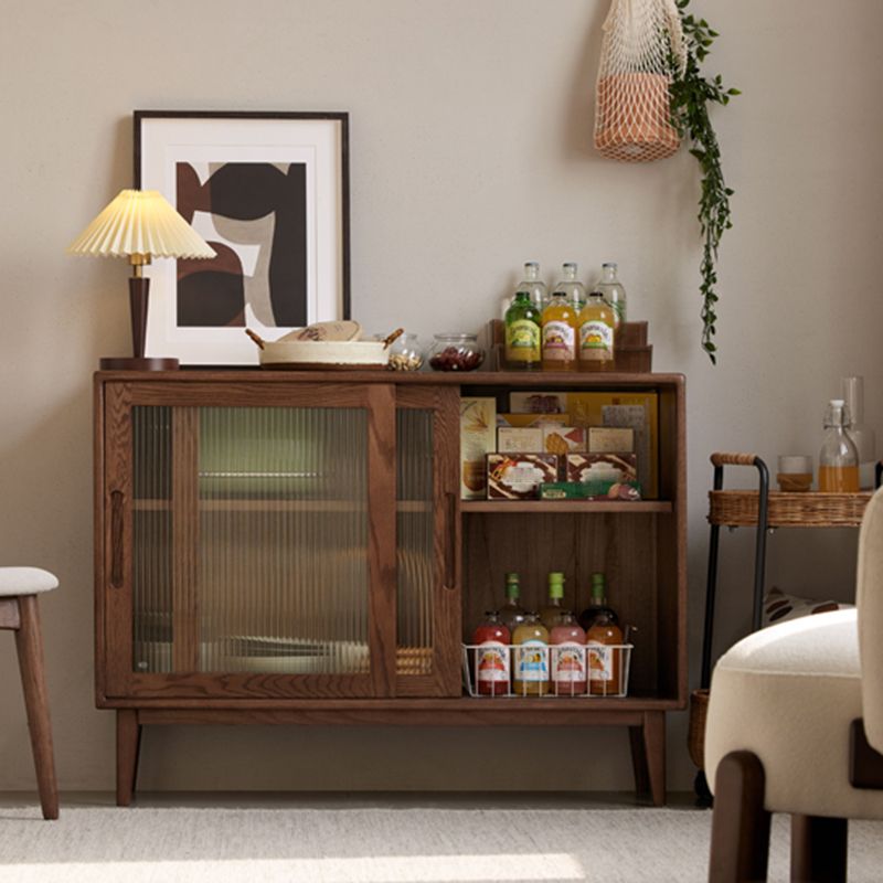 Modern Style Espresso Sideboard Solid Wood with Sliding Door