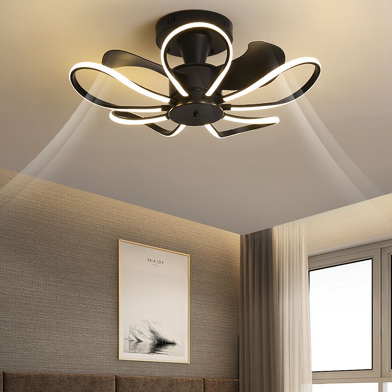 LED Modern Ceiling Fan Light in 3 - Colors Flower Shape Fan Light Ceiling Fixture