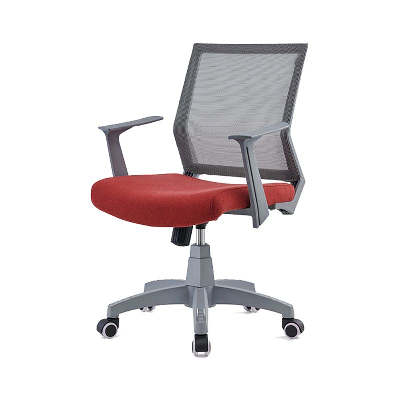 Mesh Mid Back Desk Chair Contemporary Fixed Arms Office Chair with Wheels