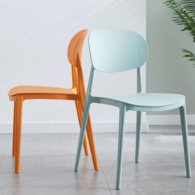 Contemporary Stackable Chairs Open Back Kitchen Armless Chairs with Plastic Legs