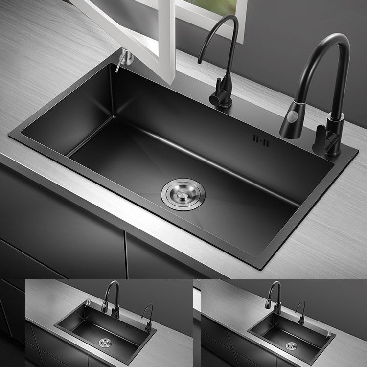 Modern Kitchen Sink Stainless Steel with Grid and Strainer Top-Mount Workstation Ledge