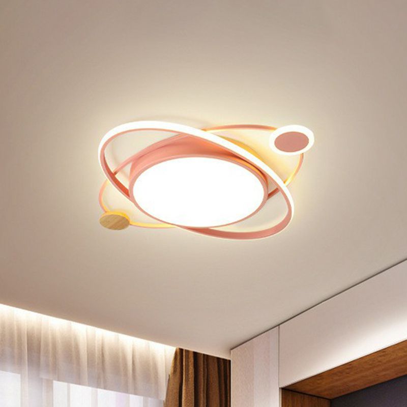 Macaron Orbit Orbit Shaped Flush Mount Lighting Metallic Kids Bedroom Flush Mount Ceiling Light