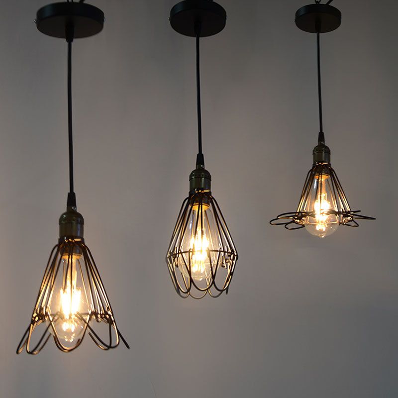 1 Light Flower Pendant Industrial Iron Ceiling Pendant with Hanging Cord for Bar